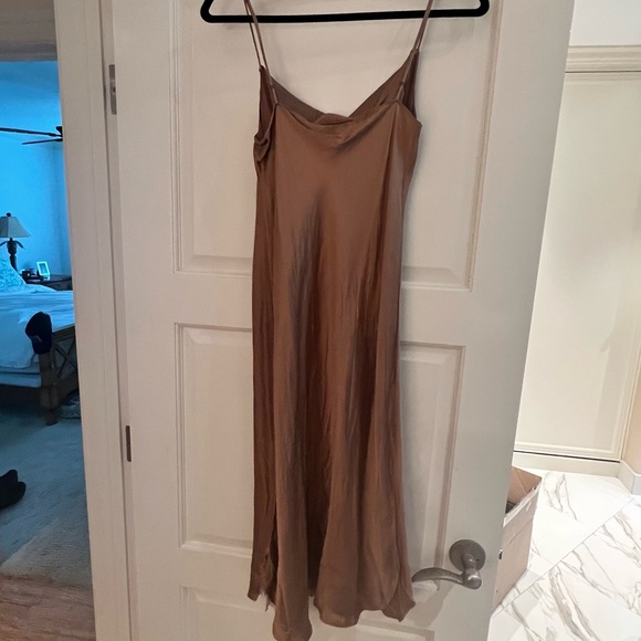 Brown silk slip dress - Picture 3 of 5